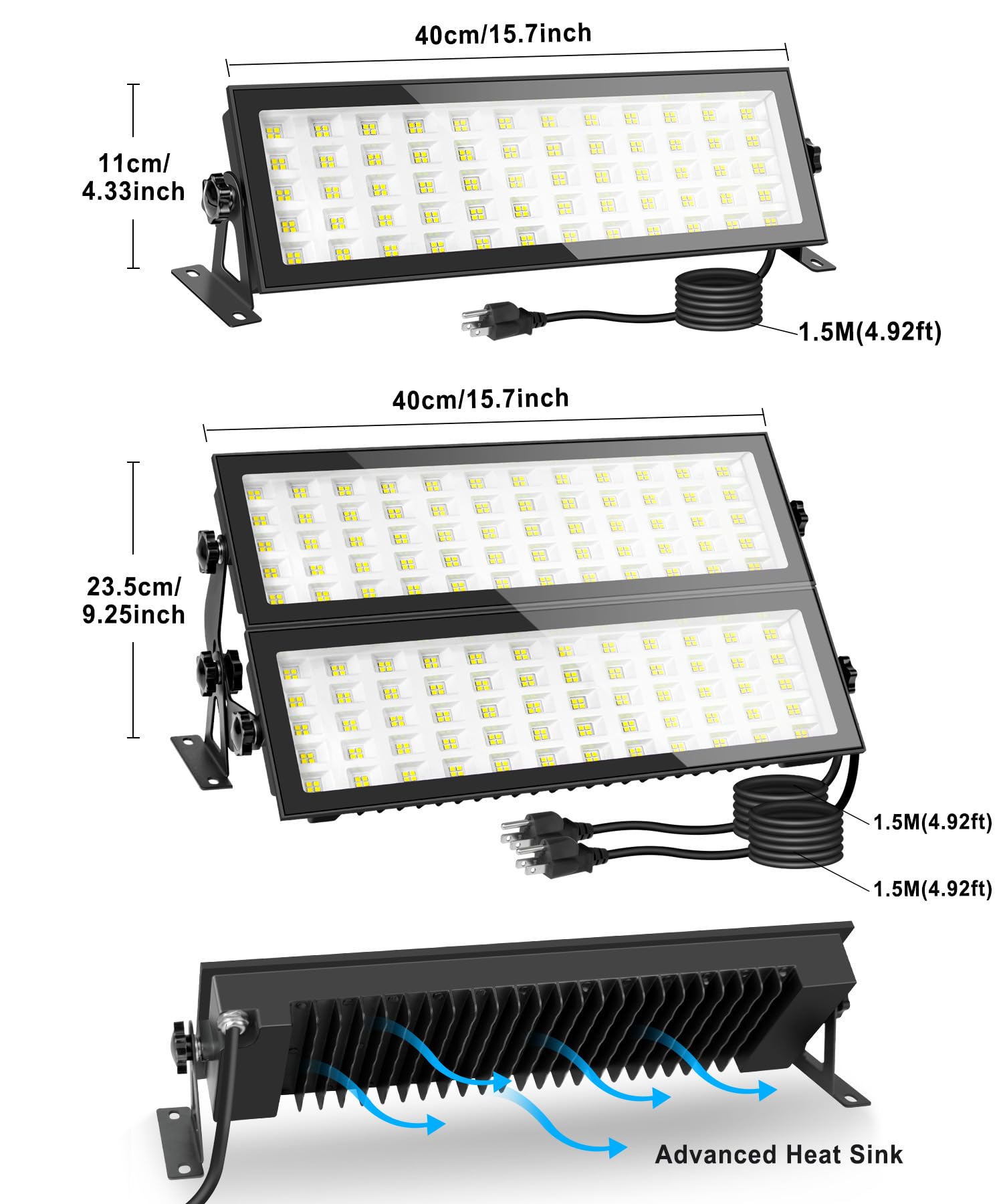 2 Pack 120W LED Shop Lights, 1000W Equiv 16000lm Super Bright LED Garage Light, IP66 Waterproof Outdoor Flood Light with Plug, 5000K Daylight White LED High Bay Light for Workshop Yard Garage Factory