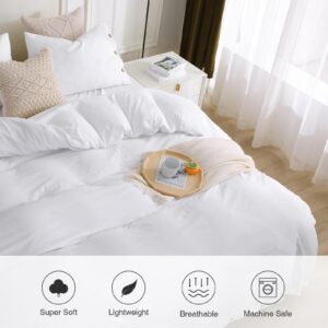 APSMILE Solid White Duvet Cover Set King Size, 3 Pieces with 1 Duvet Cover 106x90 Inches and 2 Shams (No Comforter), Soft Brushed Washed Cotton-Like Duvet Cover with Button Closure