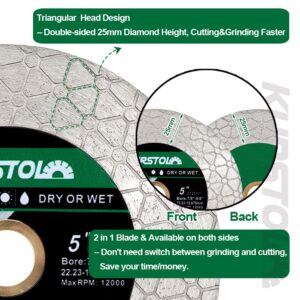 KURSTOL Diamond Cutting Disc - 4.5"/115mm Dual-Purpose Tile Diamond Saw Blade,Angle Grinder Blade Arbor 7/8"-5/8" for Cutting and Grinding Ceramic Tiles,Porcelain,Granite,Marble