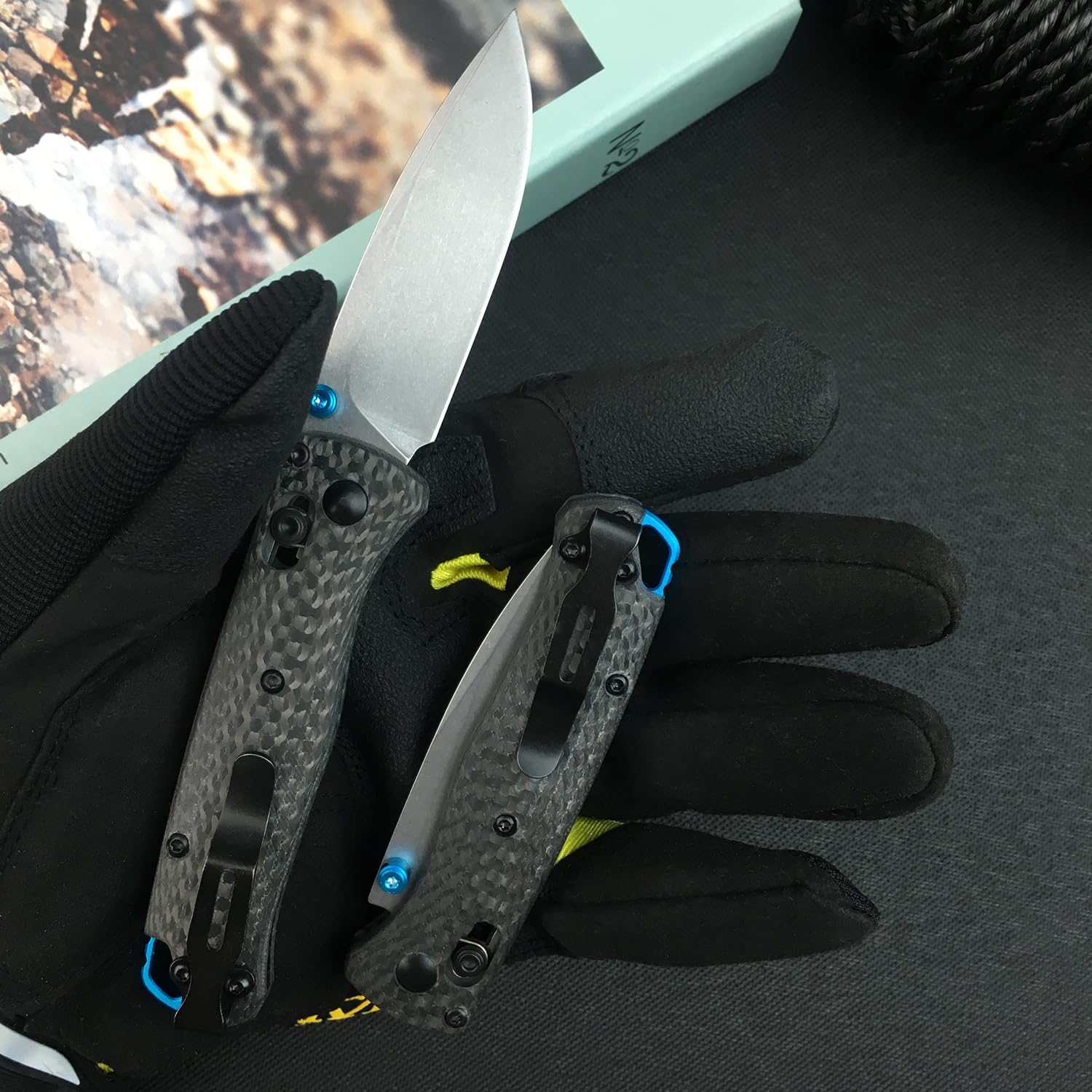 Thumb Open Mini EDC Folding Pocket Knife,Axis Lock Knife,2.7'' S30V Blade,Carbon Fiber Handle,Bugout 533 Knife with Belt Clip,Gift for Man and Dad