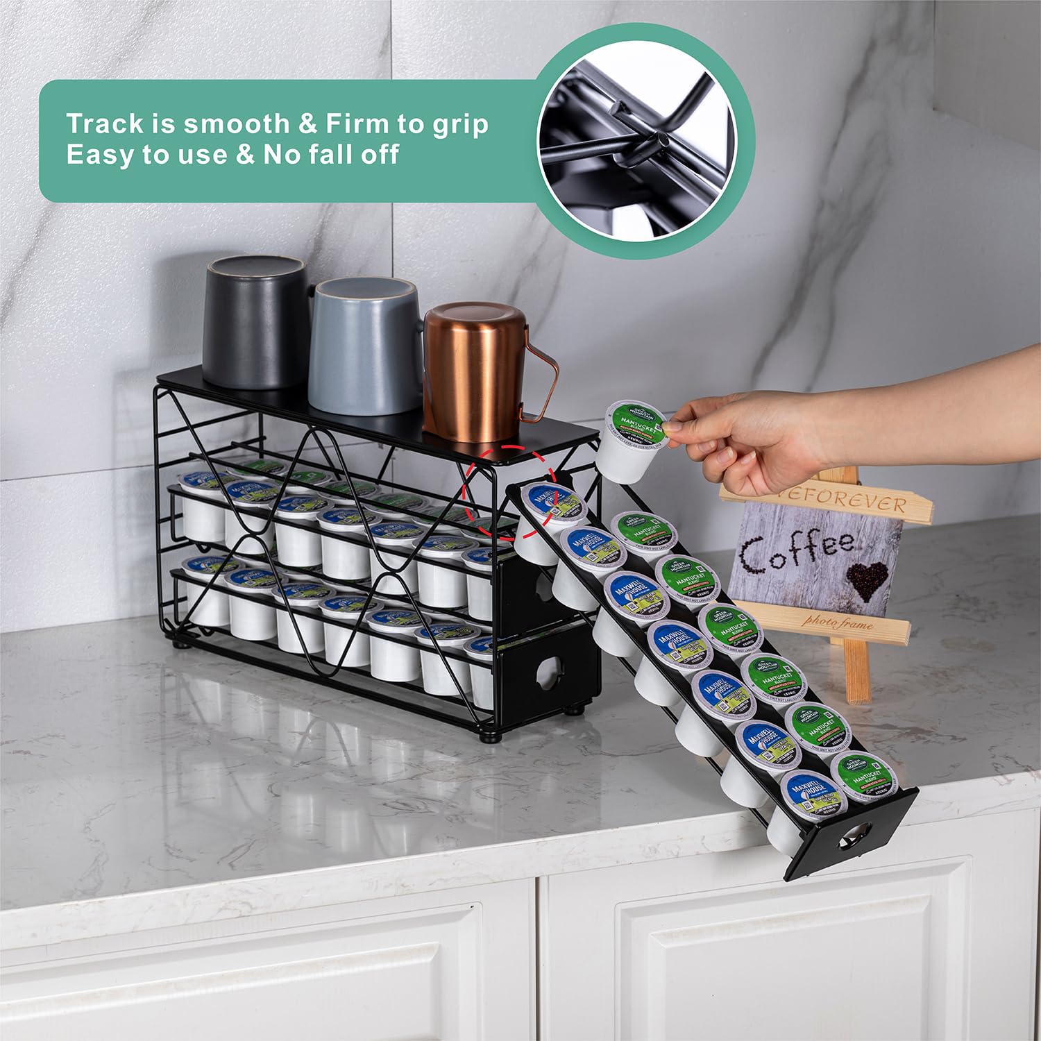 Flagship K Cup Holder 3 Tier Coffee Pod Holder for K Cup Organizer Save Space Countertop Kitchen (42 Pods Capacity)