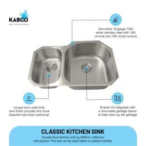 KABCO Staineless Steel Classic Kitchen Sink, Extra Thick 18 Gauge Undermount Rust, Sound and Heatproof Sink (UD113RSSG)