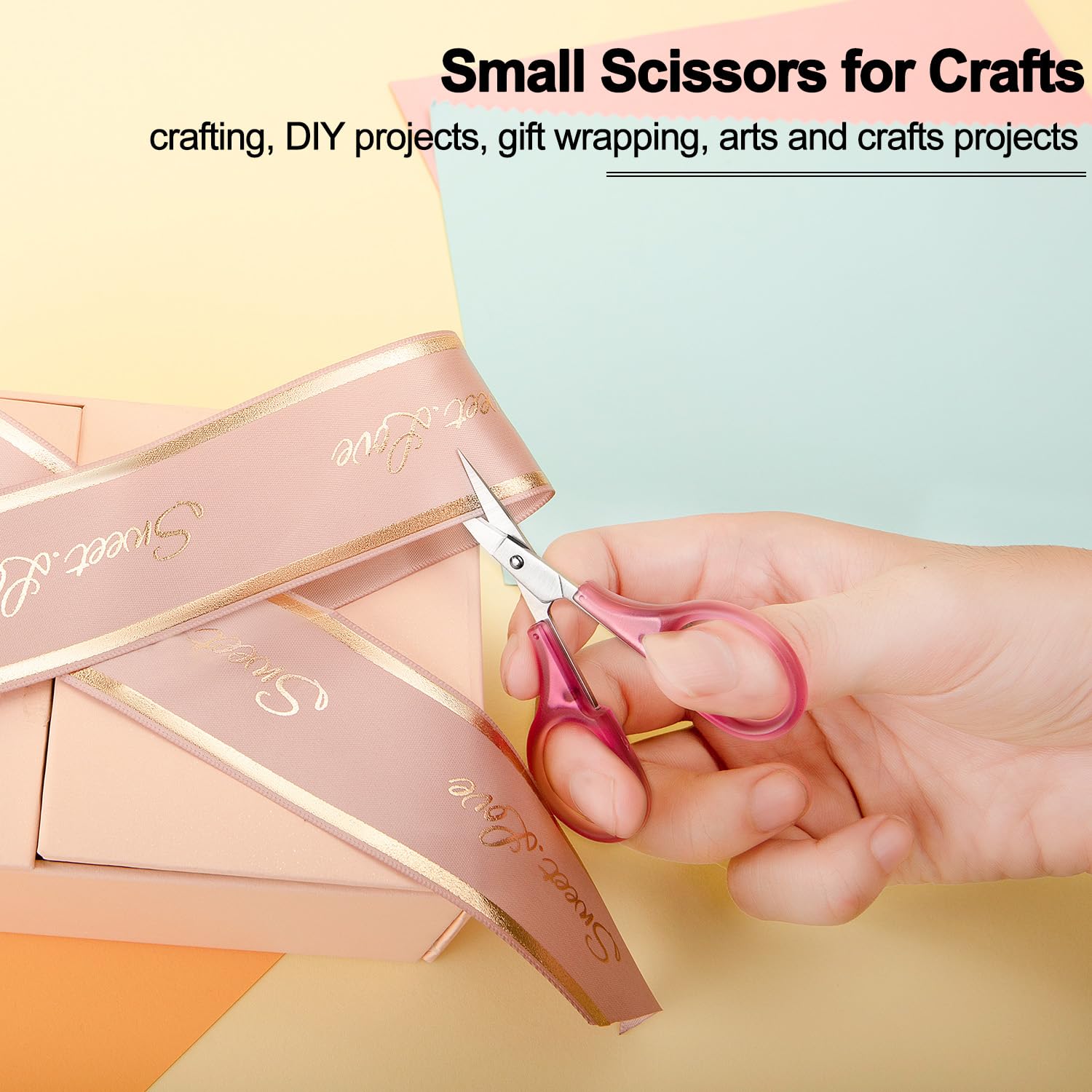 SCAIKTIG Small Craft Scissors, 3" Tiny Travel Scissors Tsa Compliant with Cover, Sharp Scissors all Purpose, Straight Fine Tips Mini Sewing Scissors Set, Precision Detail Paper Cutting, Pink/Purple