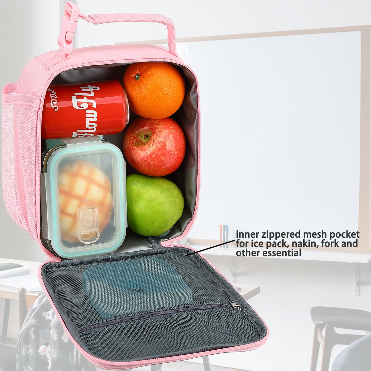 GYEUKHAM Lunch Box for Kids Boys Girls Men Women, Insulated Small Soft Cooler Lunch Bag Kit for School Work Picnic Travel - Reusable Portable lunchbox, Pink