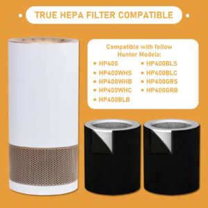 Allisfresh H-PF400 HEPA Filter Replacement Kit Compatible with H-HF400-VP H-PF400 Hunter HP400 Cylindrical Tower Air Cleaner Purifier, 2 HEPA Filters + 8 Pre-Carbon Filters