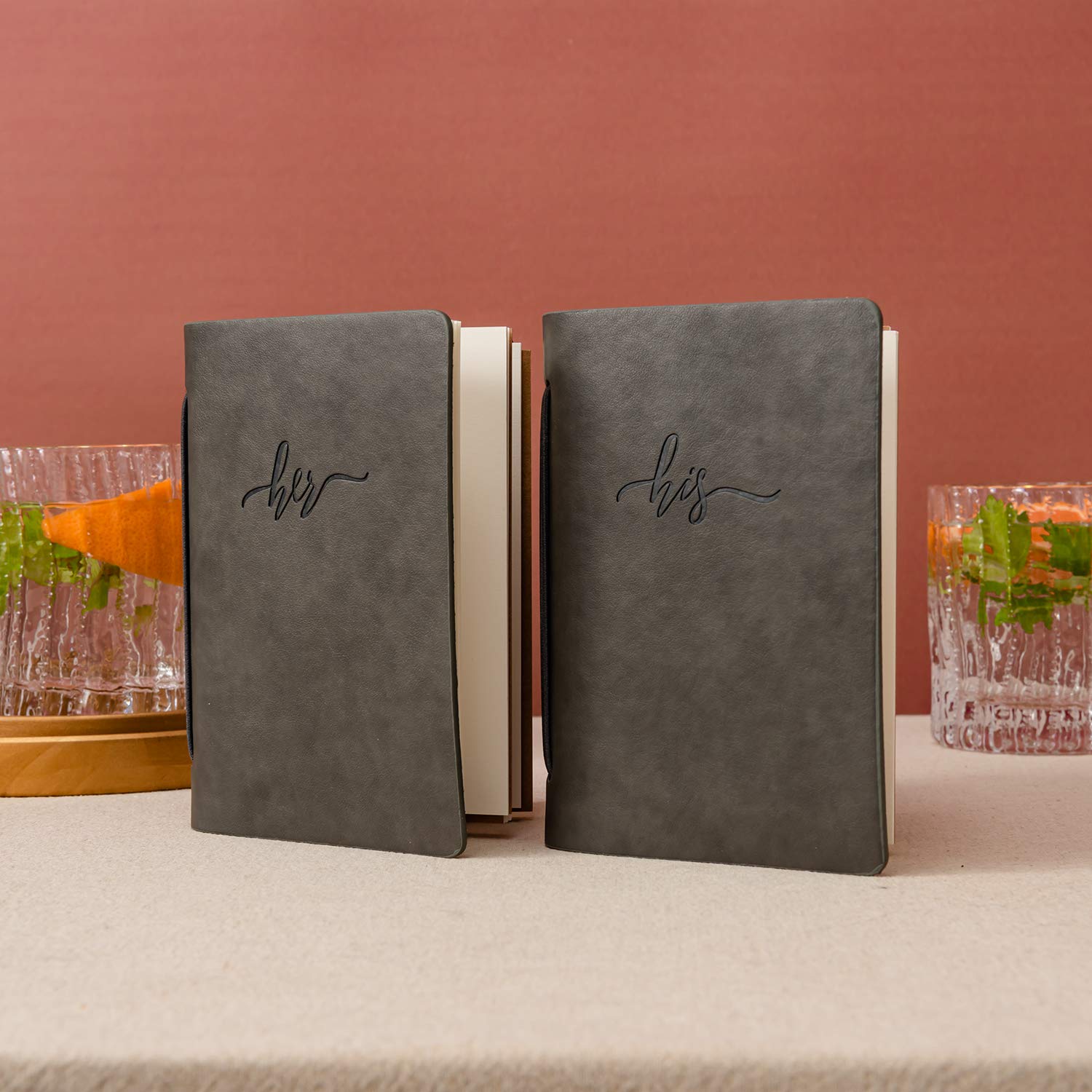 Calculs Wedding Vow Books Leather Set of 2 Bridal Shower Gifts Keepsake His Vows and Her Vows