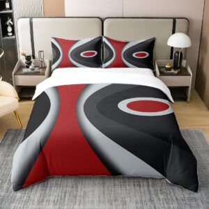 jejeloiu modern abstract duvet cover 100% cotton queen size red stripes gray black white bedding cotton duvet cover set acrylic bold grey comforter cover set