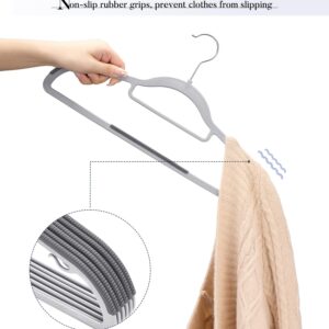 HOUSE DAY Plastic Hangers 50 Pack, Plastic Clothes Hangers Non Slip Hangers, Heavy Duty Plastic Hangers with 360° Swivel Hook, Ultra Thin Hangers Space Saving, Gray Hangers for Closet