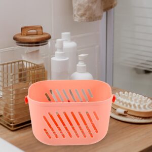 Cabilock Plastic Storage Shower Basket,Bathroom Hand Basket Wall Storage Bin Basket Organizer Bins Portable Shower Basket with Hook for Bathroom, Cosmetics, Shampoo(pink)