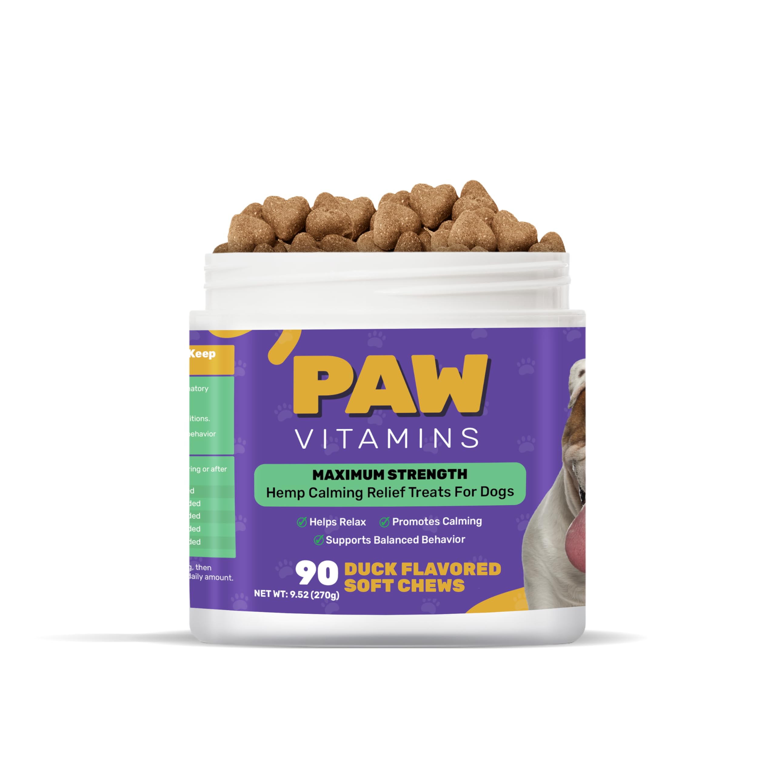 Premium Hemp Natural Calming Dog Chews (Made in The USA) - with Hemp Oil, Chamomile, Tryptophan, Melatonin & Valerian Root - 90 Count - No THC