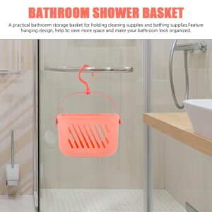 Cabilock Plastic Storage Shower Basket,Bathroom Hand Basket Wall Storage Bin Basket Organizer Bins Portable Shower Basket with Hook for Bathroom, Cosmetics, Shampoo(pink)