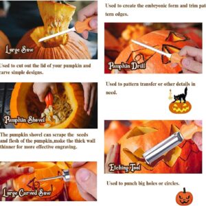 Pumpkin Carving Kit Tools Halloween, 15PCS Professional Heavy Duty Carving Set, Stainless Steel Double-side Sculpting Tool Carving Knife for Halloween Decoration