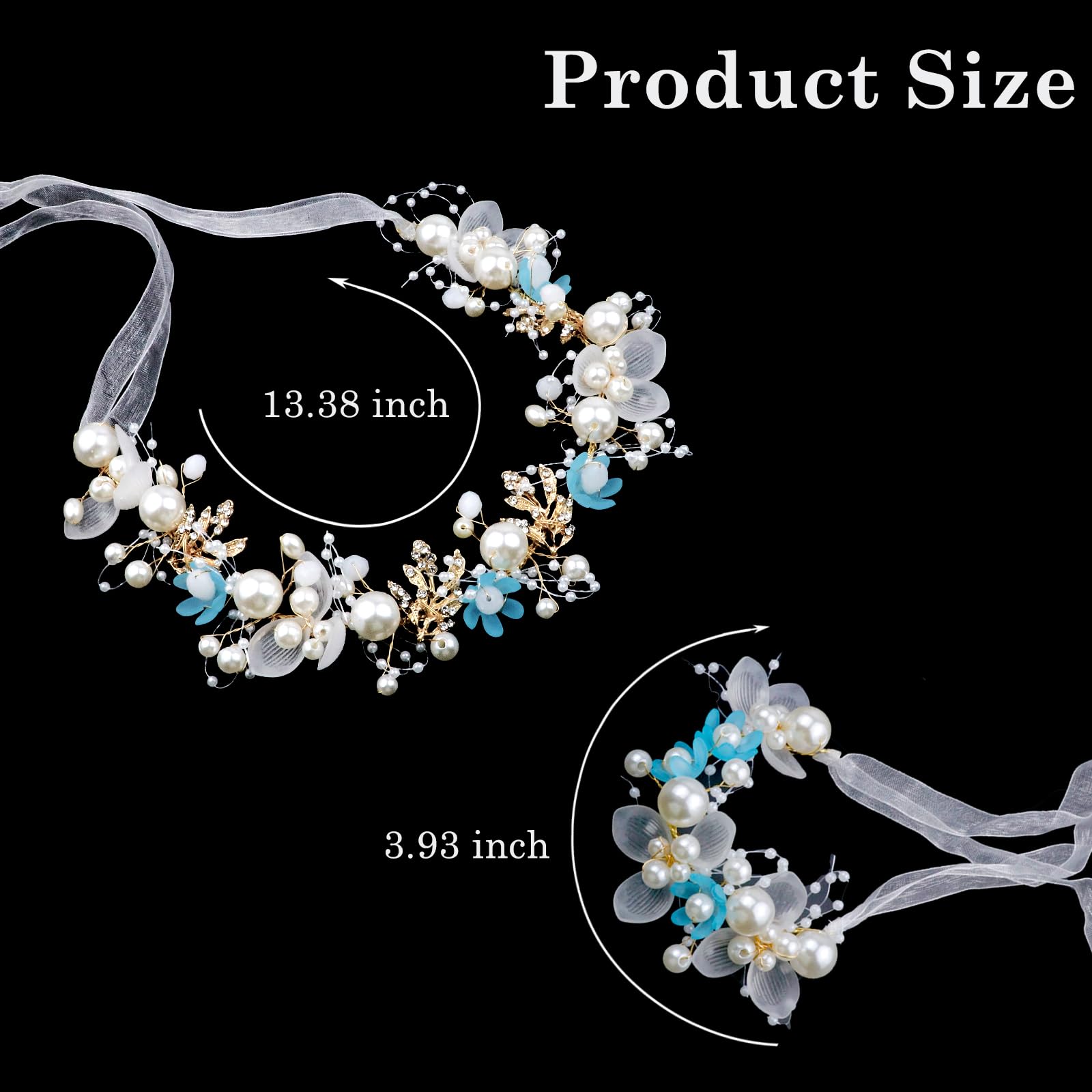 LAPOHI Rhinestone Pearl Flower Headpieces for Girls - Fairy Crystal Flower Crown, Wedding Bridal Tiara for Women