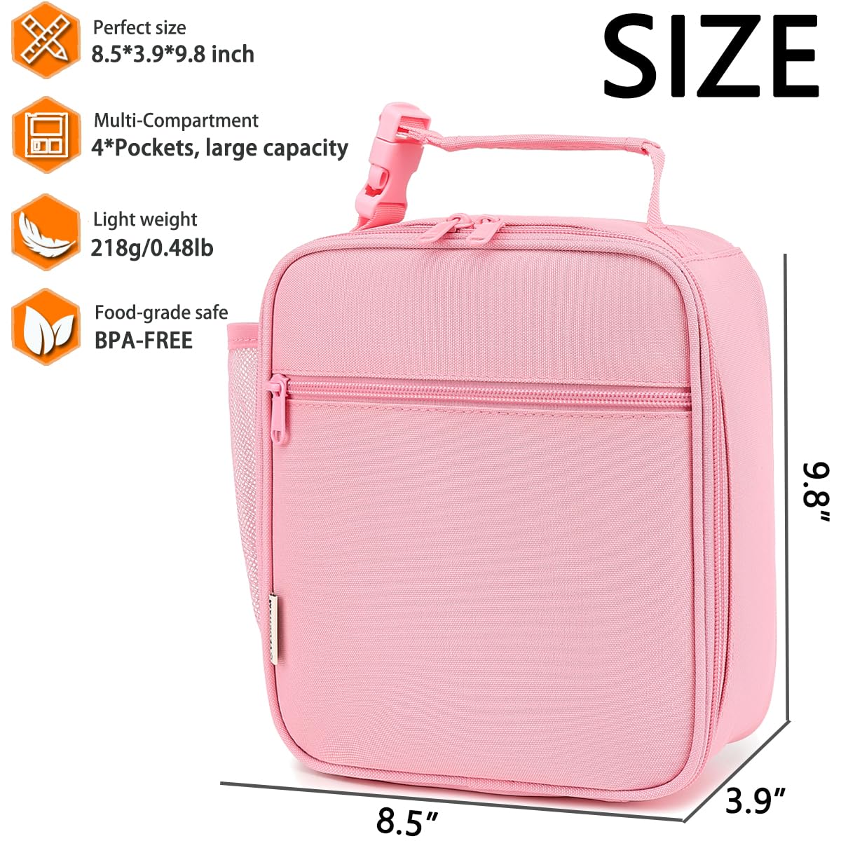 GYEUKHAM Lunch Box for Kids Boys Girls Men Women, Insulated Small Soft Cooler Lunch Bag Kit for School Work Picnic Travel - Reusable Portable lunchbox, Pink