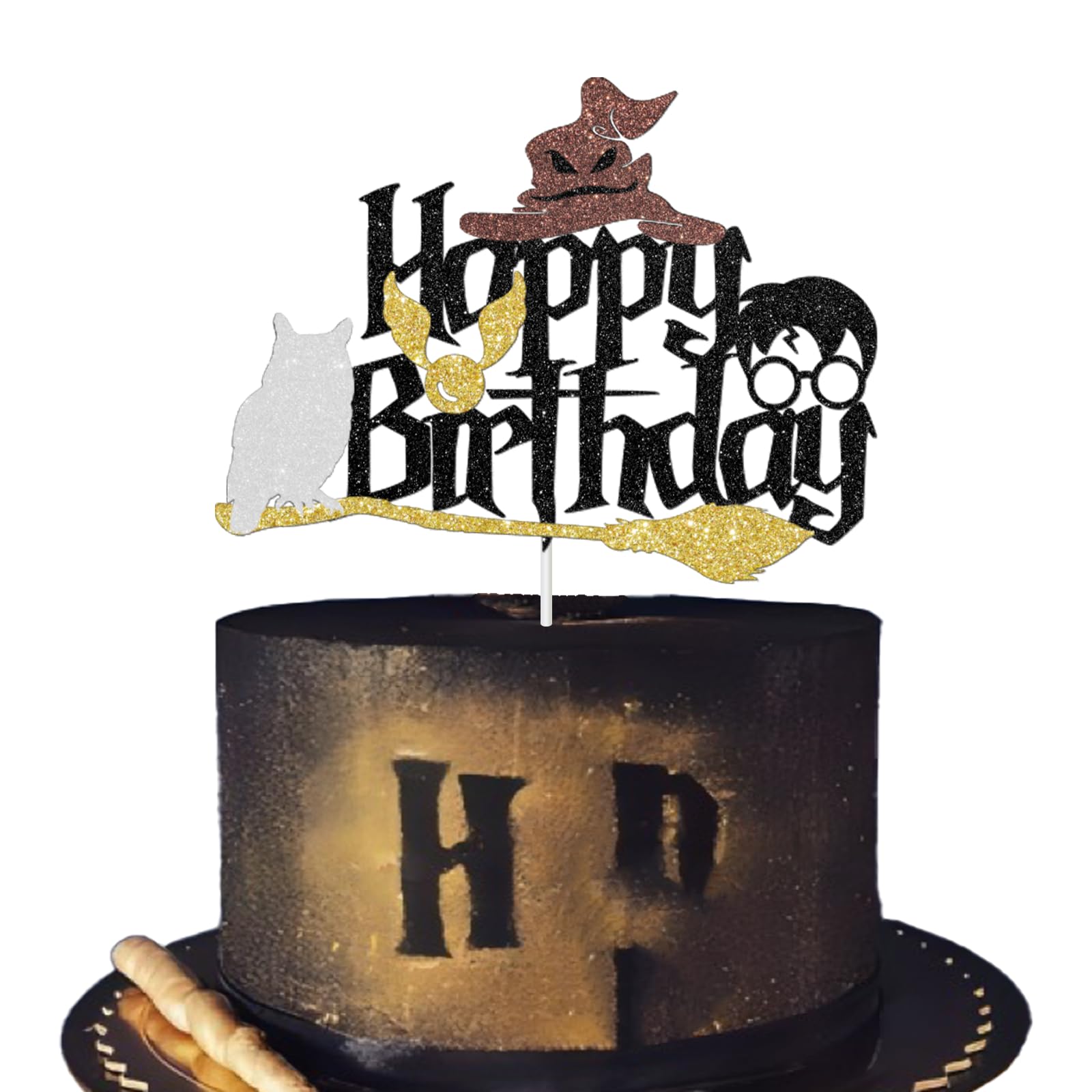 ShuanQ Harry Happy Birthday Cake Topper Magic Themed Cake Decor for Kids Boys Girls Birthday Party Decoration Welcome Baby Muggle Baby Shower Party Supplies