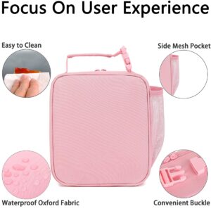 GYEUKHAM Lunch Box for Kids Boys Girls Men Women, Insulated Small Soft Cooler Lunch Bag Kit for School Work Picnic Travel - Reusable Portable lunchbox, Pink