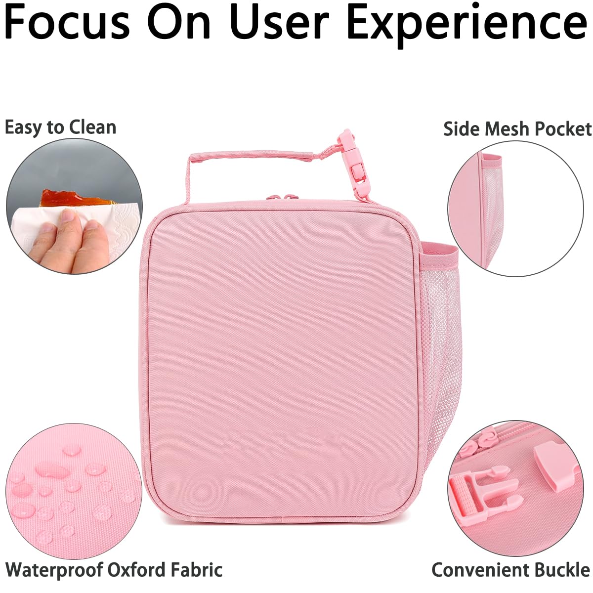 GYEUKHAM Lunch Box for Kids Boys Girls Men Women, Insulated Small Soft Cooler Lunch Bag Kit for School Work Picnic Travel - Reusable Portable lunchbox, Pink