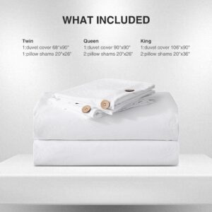 APSMILE Solid White Duvet Cover Set King Size, 3 Pieces with 1 Duvet Cover 106x90 Inches and 2 Shams (No Comforter), Soft Brushed Washed Cotton-Like Duvet Cover with Button Closure