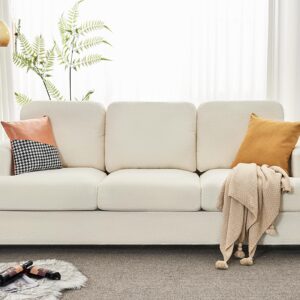 papababe Couch, Comfy Sofa Couch with 24" Extra Deep Seats, Offwhite Modern Sofa- 3 Seater Sofa Couch for Living Room Apartment Lounge, Bouclé