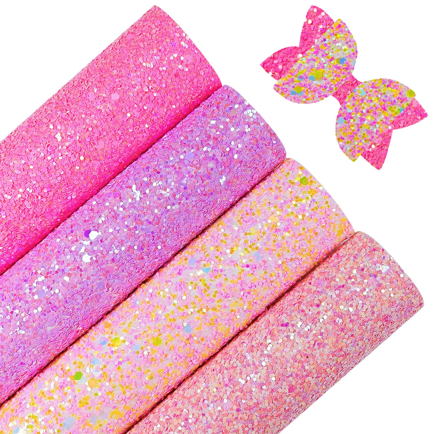 Greatdiy Sparkly Glaze Candy Color Chunky Glitter Fabric Sheets 8 x 12 inch Shiny Multiple Solid Color Summer Faux Leather for Bows (Glaze Candy Color)