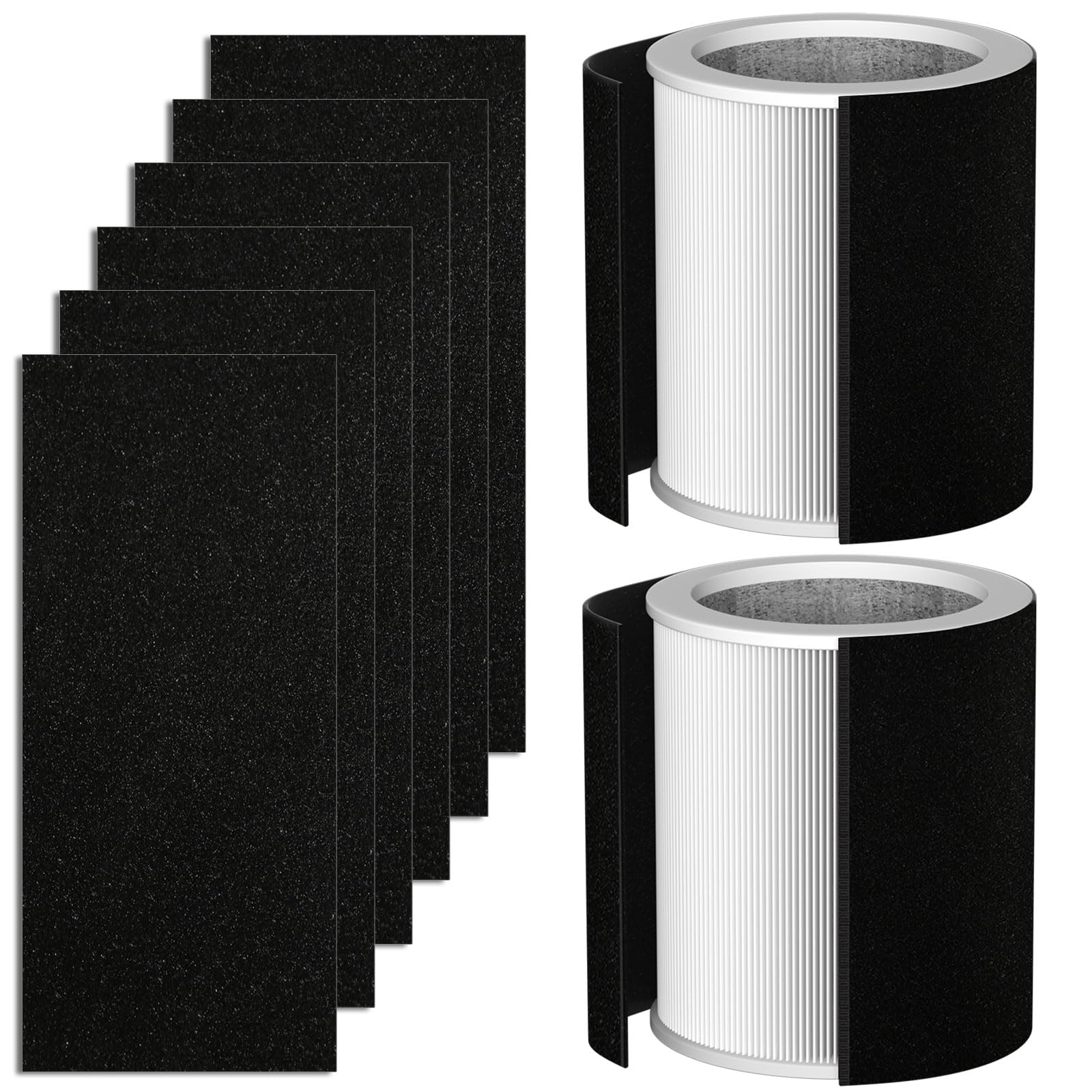 Allisfresh H-PF400 HEPA Filter Replacement Kit Compatible with H-HF400-VP H-PF400 Hunter HP400 Cylindrical Tower Air Cleaner Purifier, 2 HEPA Filters + 8 Pre-Carbon Filters