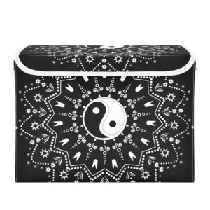 domiking yin yang mandala storage basket with lid collapsible storage bins decorative lidded storage boxes for toys organizers with handles for shelves clothes nursery playroom