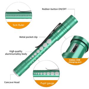 BIZOUTER Dual Beam LED Medical Penlights for Nurses Nursing Students Doctors Pen Lights with Pupil Gauge Pocket USB Rechargeable Medical Pen Light