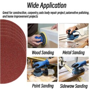 5 inch Sanding Discs Hook and Loop with 90PCS Sandpaper, Soft Foam Buffering Pads, Drill Sanding Attachment, 80/120/180/240/320/400/600/800/1000 Grits Sandpaper for Wood Metal Car Polishing