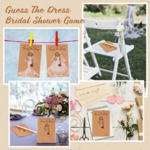 Fulmoon 30 Sets Guess The Dress Bridal Shower Games for Guests Include Wedding Shower Games Cards and Water Soluble Pencils Fun Wedding Decorations Party Supplies Games Ideas (Brown)