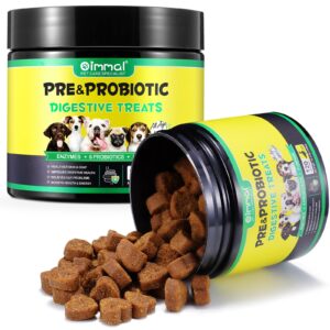 probiotics for dogs with prebiotics and digestive enzymes, dog probiotics chews omega-3 & 6, vitamin, improve digestion, immunity, reduce diarrhea, gas