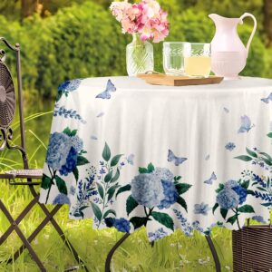 Eikione Round Table Cloths 60 in, Floral Tablecloth Waterproof, Wrinkle Free Polyester Flower Table Cover for Patio Party