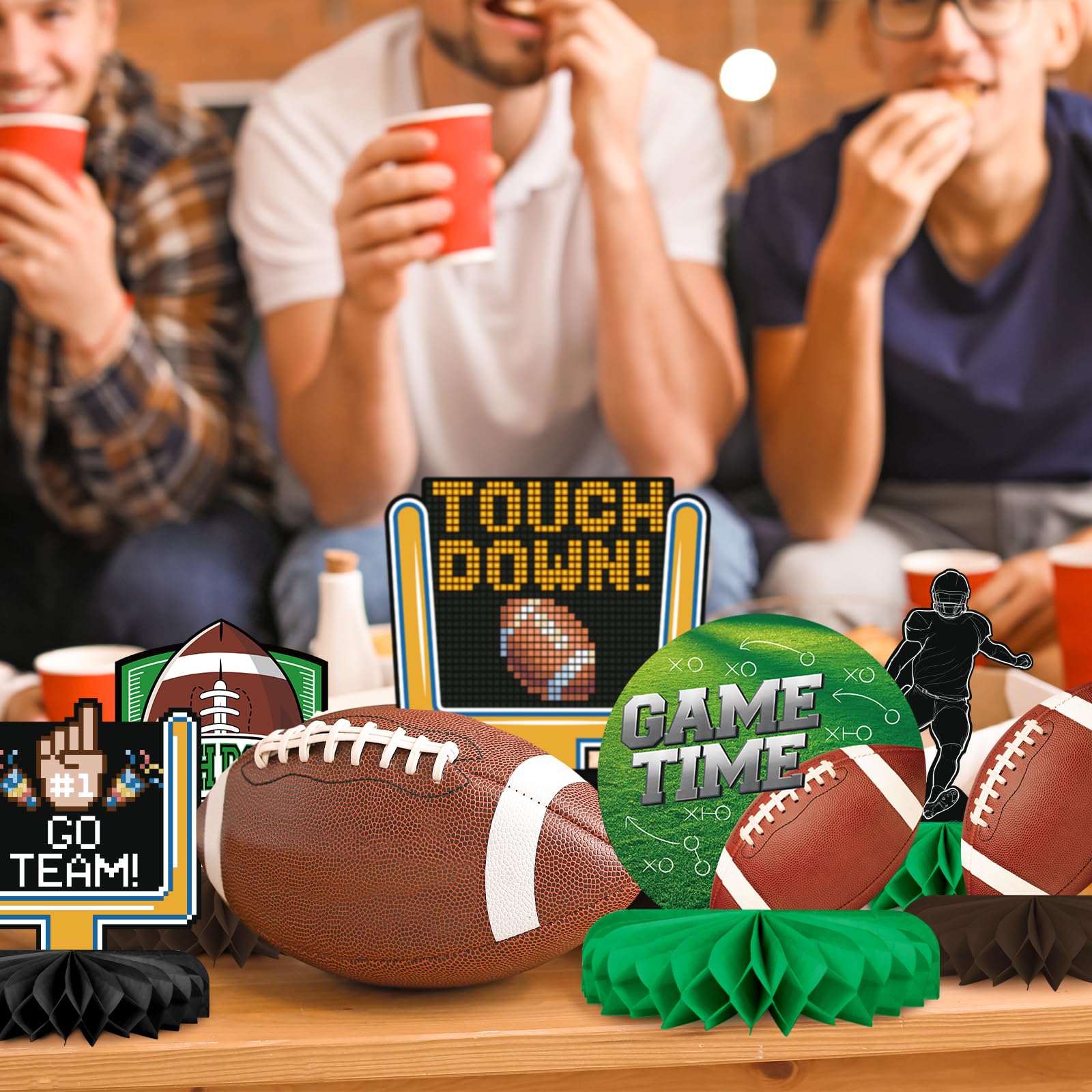 Gatherfun 10PCS Football Party Decorations Football Table Centerpiece Football Honeycomb Centerpieces Table Toppers for Football Birthday Party Football Gameday Tailgate Party Supplies