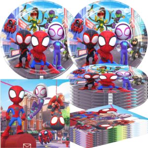 gysixgaosu 40pcs spidey and his amazing friends party supplies include 20 plates, 20 napkins for the spidey birthday party decoration