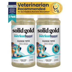 solid gold dog food seasoning for picky eaters - nutrientboost dog food topper shaker appetite enhancer for dogs pumpkin flavor - contains proteins & amino acids to promote digestion & immunity - 2 ct