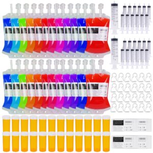 74pcs halloween blood bag for drinks reusable blood bags drink pouches blood iv bags pill candy bottles jelly syringe for halloween masquerade nurse zombie vampire party supplies decoration