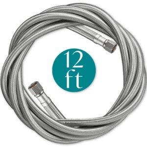 refrigerator water line for ice maker braided - 12' pex water supply lines hose for fridge outlet box with 1/4 comp fitting