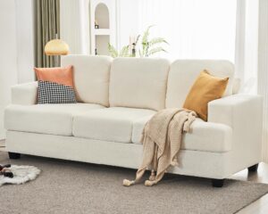 papababe couch, comfy sofa couch with 24" extra deep seats, offwhite modern sofa- 3 seater sofa couch for living room apartment lounge, bouclé