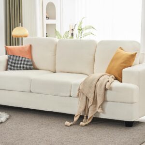 papababe Couch, Comfy Sofa Couch with 24" Extra Deep Seats, Offwhite Modern Sofa- 3 Seater Sofa Couch for Living Room Apartment Lounge, Bouclé