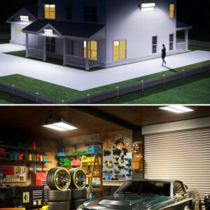 2 Pack 120W LED Shop Lights, 1000W Equiv 16000lm Super Bright LED Garage Light, IP66 Waterproof Outdoor Flood Light with Plug, 5000K Daylight White LED High Bay Light for Workshop Yard Garage Factory