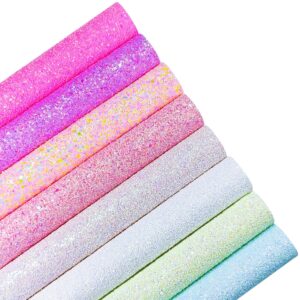 Greatdiy Sparkly Glaze Candy Color Chunky Glitter Fabric Sheets 8 x 12 inch Shiny Multiple Solid Color Summer Faux Leather for Bows (Glaze Candy Color)