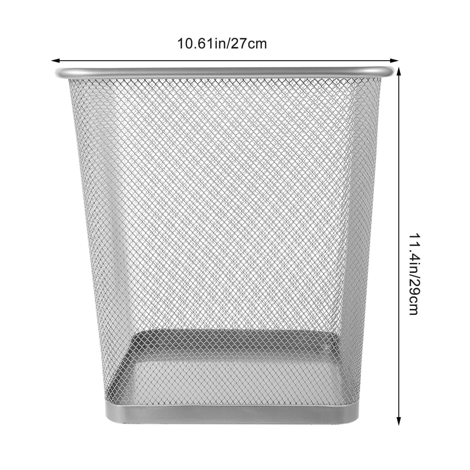 Kichvoe Metal Mesh Waste Basket Iron Square Trash Can Wire Garbage Container Lightweight Waste Paper Bins for Home Office Bedroom Bathroom Kitchen Silver