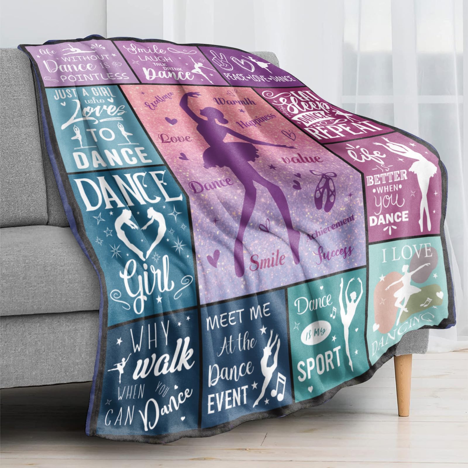 Dance Blanket Dance Present for Girls, Flannel Soft Warm Plush Sport Dance Throw Blanket for Girls Boys Teens Kids Dance Lovers All Season Couch Sofa Bed Living Room Decor 50"x60"