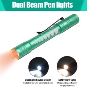 BIZOUTER Dual Beam LED Medical Penlights for Nurses Nursing Students Doctors Pen Lights with Pupil Gauge Pocket USB Rechargeable Medical Pen Light