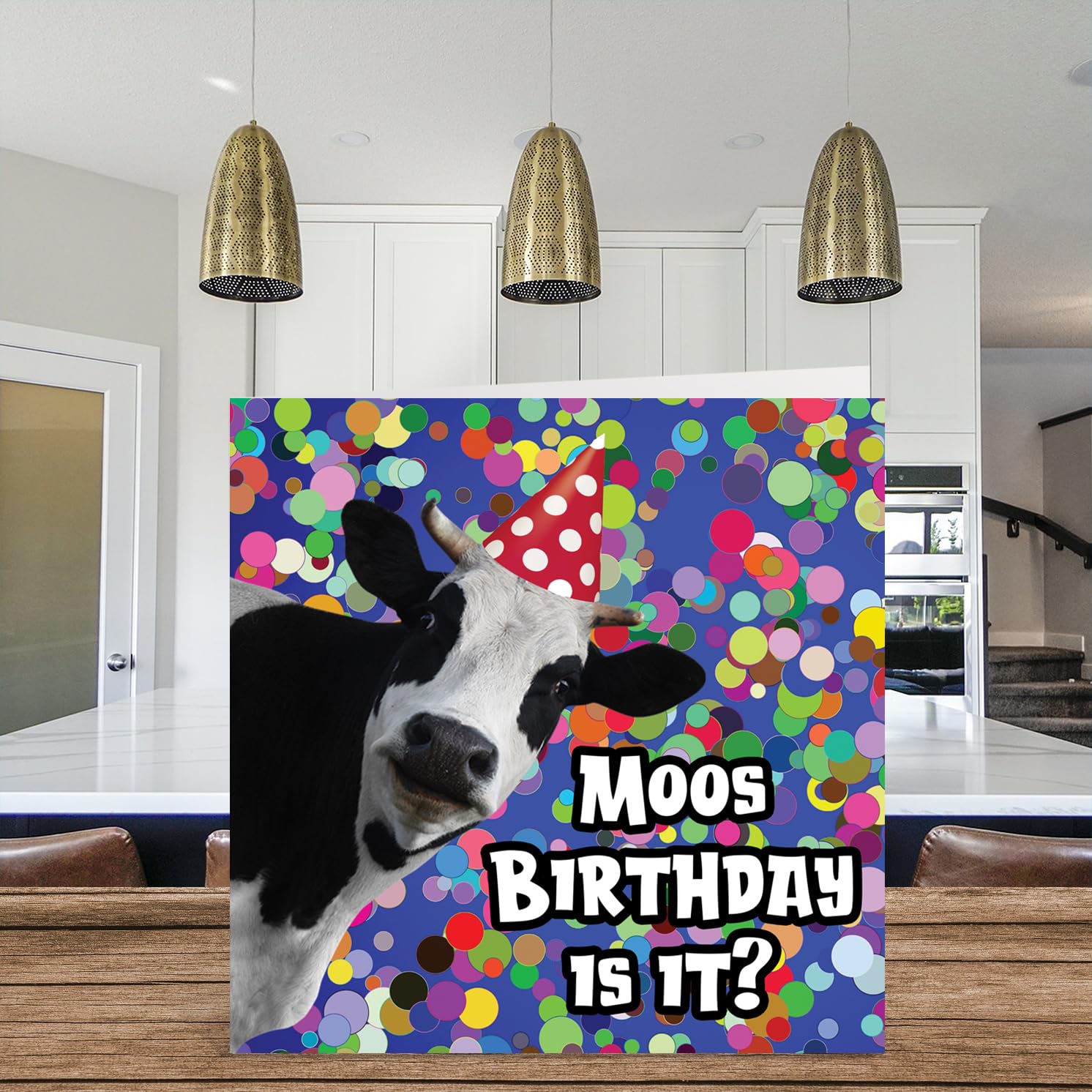 Funny Birthday Cards for Women Men - Moo - Happy Birthday Card for Mom Dad Papa Pops Brother Sister Son Daughter Grandma Grandpa Friend, 5.7 x 5.7 Inch Joke Silly Bday Greeting Cards