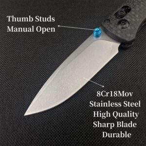 HUAAO Mini Bugout Knife, Axis Lock Knife with 8Cr18MoV Blade,Carbon Fiber Handle, EDC Folding Pocket Knife with Belt Clip for Camping