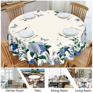 Eikione Round Table Cloths 60 in, Floral Tablecloth Waterproof, Wrinkle Free Polyester Flower Table Cover for Patio Party