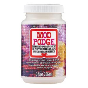 mod podge top coat, premium all-in-one glue, sealer, and finish perfect for preserving diamond puzzle arts and crafts projects, cs27590, clear