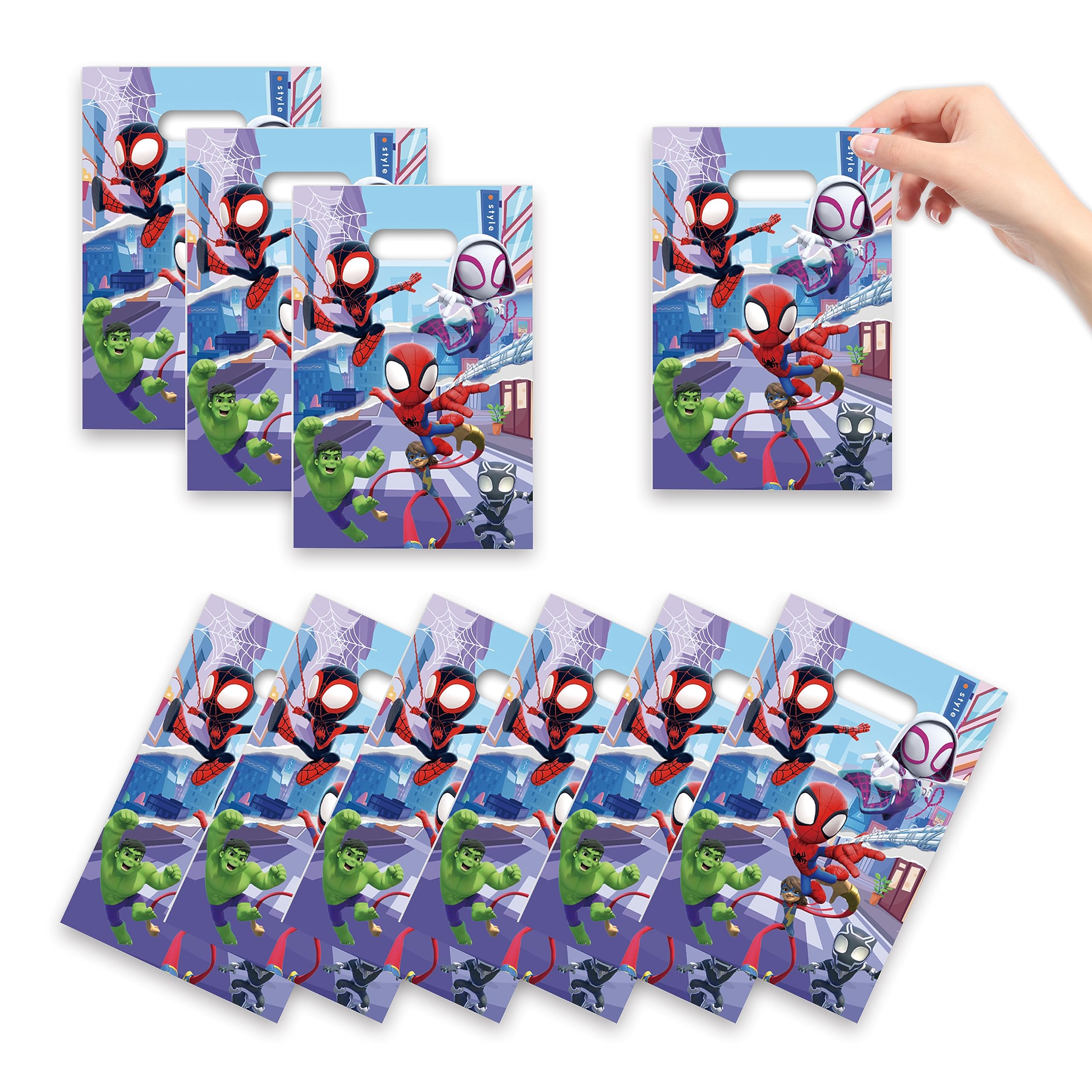 30Pcs Spidey and His Amazing Friends Party Gift Bags,Spidey Gooddie Bags Party Supplies Birthday Decoration Gift Bags Spidey Birthday Party Decorations