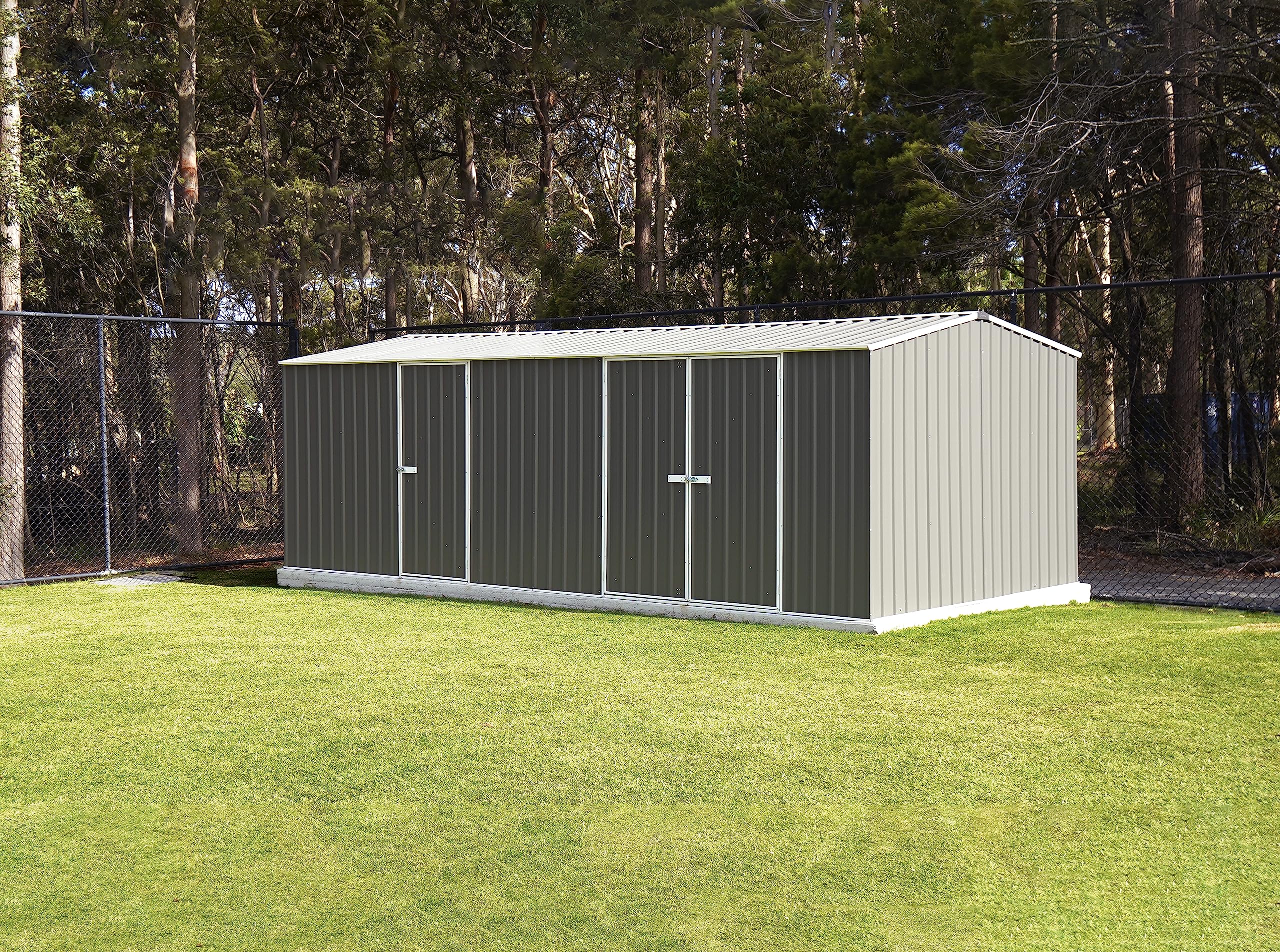 Absco Workshop 20 Ft. x 10 Ft. Metal Storage Shed DIY Galvanized Steel Sheds for Lawn Mower, Equipment, Workbench, Tools, Garden in The Yard, Garden, Patio, Outdoor Storage (Woodland Gray)