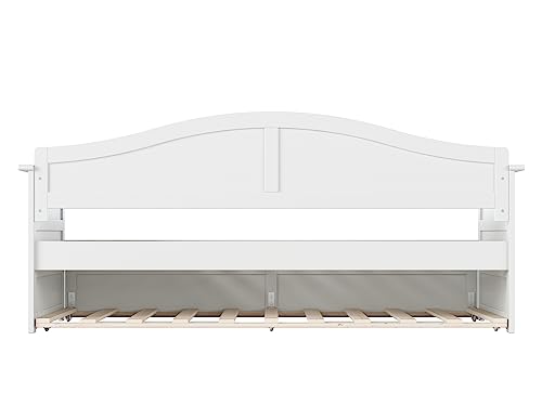 AFI, Acadia Twin Size Wood Daybed Frame with Twin Trundle, White